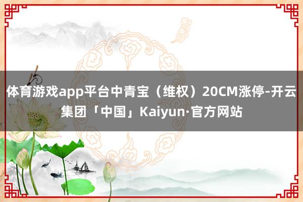 体育游戏app平台中青宝（维权）20CM涨停-开云集团「中国」Kaiyun·官方网站