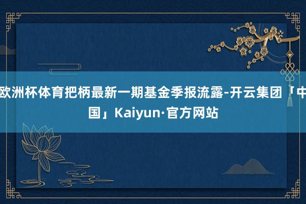 欧洲杯体育把柄最新一期基金季报流露-开云集团「中国」Kaiyun·官方网站