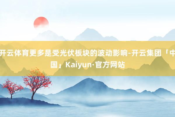 开云体育更多是受光伏板块的波动影响-开云集团「中国」Kaiyun·官方网站