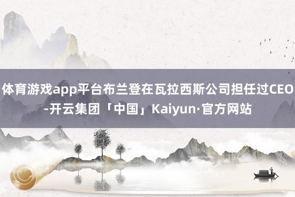 体育游戏app平台布兰登在瓦拉西斯公司担任过CEO-开云集团「中国」Kaiyun·官方网站