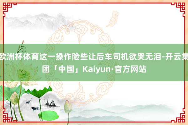 欧洲杯体育这一操作险些让后车司机欲哭无泪-开云集团「中国」Kaiyun·官方网站